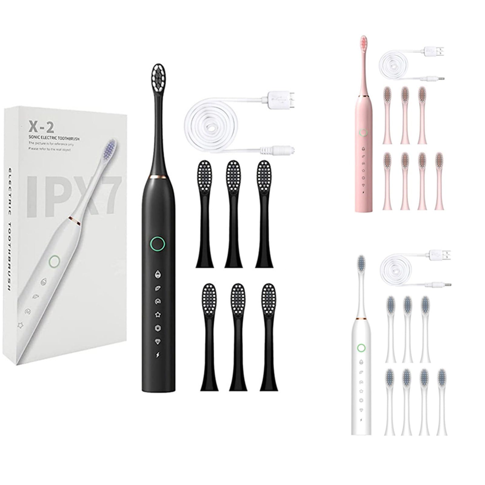 Fiudx 2024 New Electric Toothbrush for Adults - 8 Brush Heads, 6 Modes Rechargeable Power Toothbrush with Whitening & Gum Care - Perfect for Travel, Home & Daily Oral Hygiene Routine