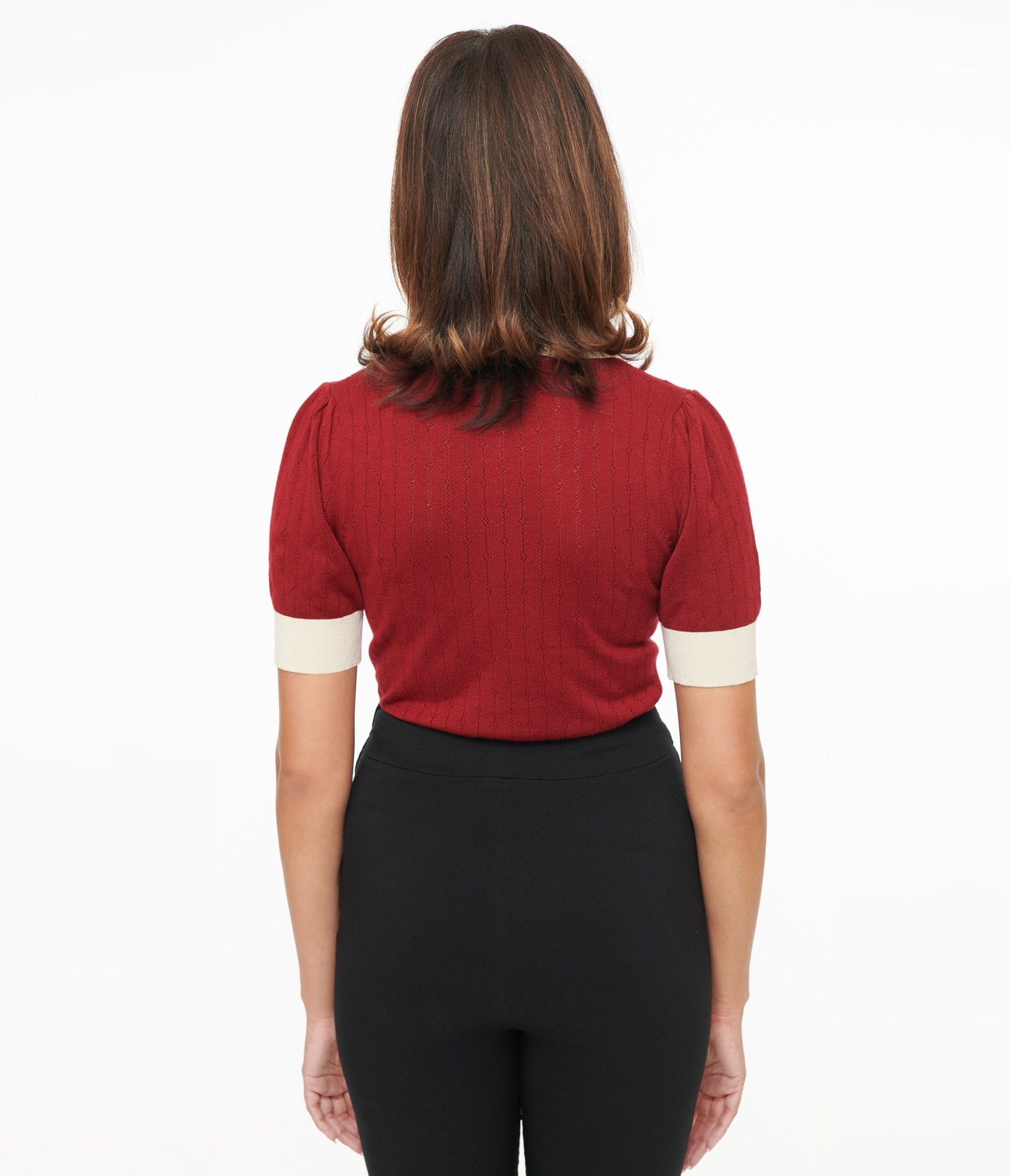Vintage 1950s Burgundy Sweater with Rhinestone Buttons - Elegant Retro Pullover for Women | Perfect for Holiday Parties, Date Nights & Vintage Fashion Lovers