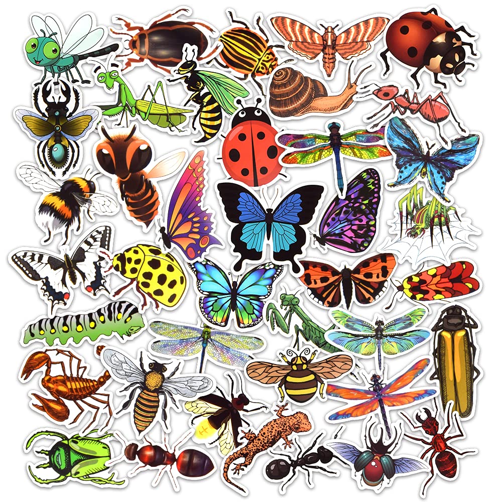 50 PCS Waterproof Vinyl Bug Stickers for Kids - Fun Scrapbooking & Water Bottle Decals - Creative Gifts for Children - Perfect for DIY Crafts, School Projects & Party Favors