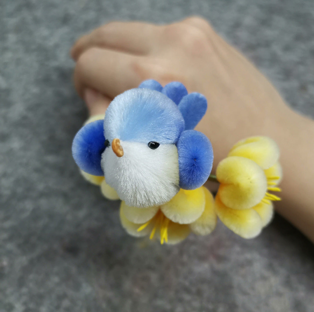 Elegant Blue Bird Silk Hairpin - Handmade Bespoke Hair Accessory for Weddings, Parties & Special Occasions