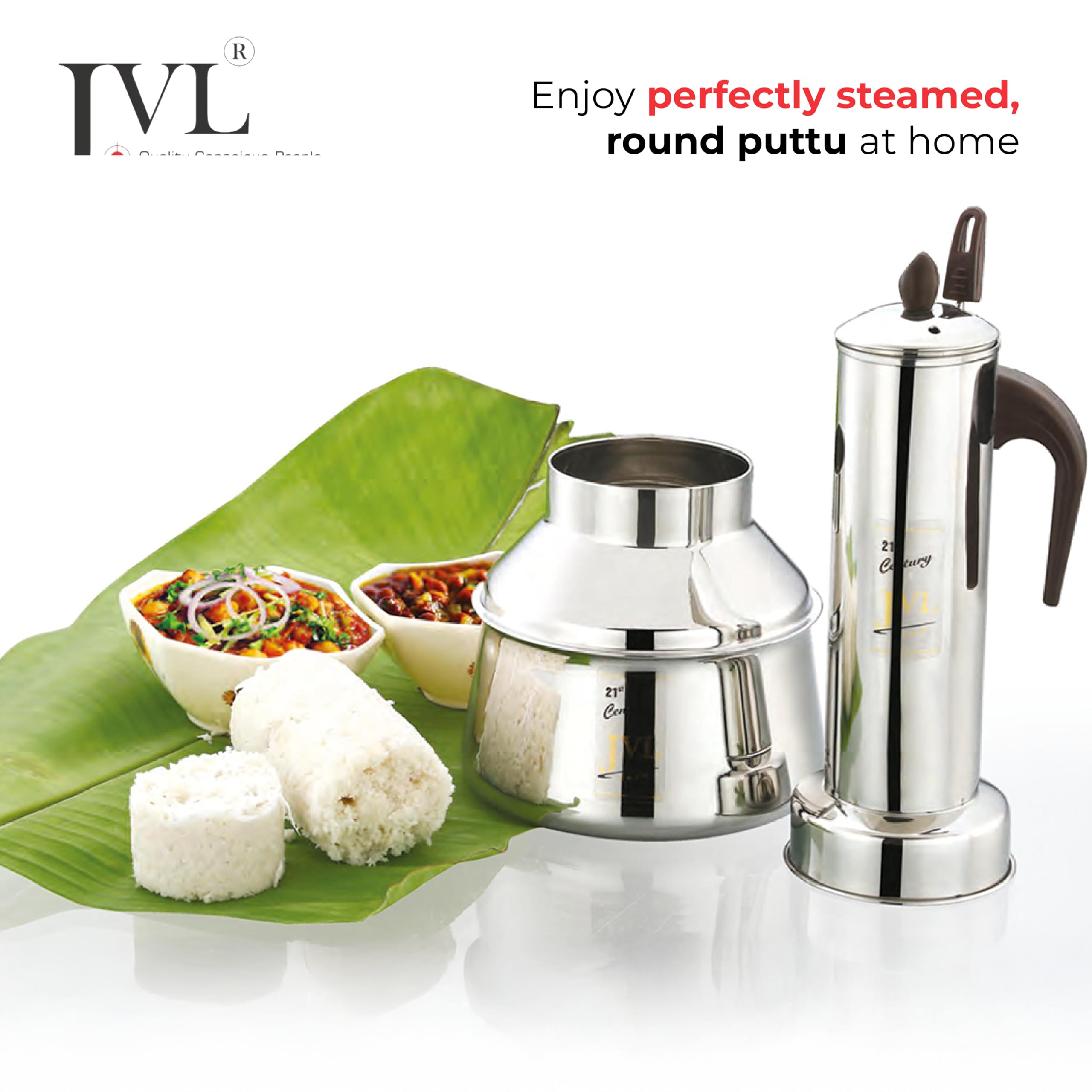 Premium Stainless Steel Puttu Kudam Maker - Authentic South Indian Round Puttu Steamer for Healthy Breakfast - Perfect for Traditional Kerala Rice Cakes & Coconut Recipes at Home