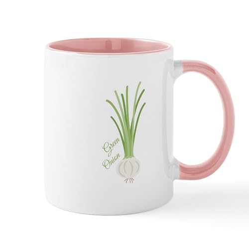 White/Pink Inside - Green Onions Mugs