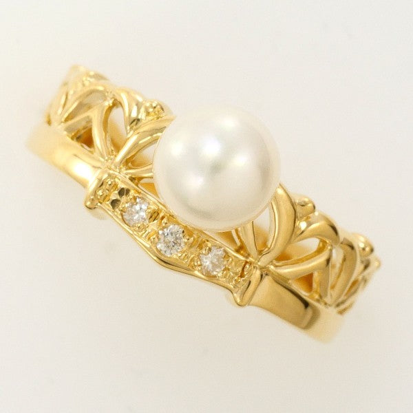 18K Yellow Gold Pearl Diamond Ring for Women - Elegant Bridal Jewelry, Wedding Engagement Gift, Anniversary Present, Valentine's Day Special