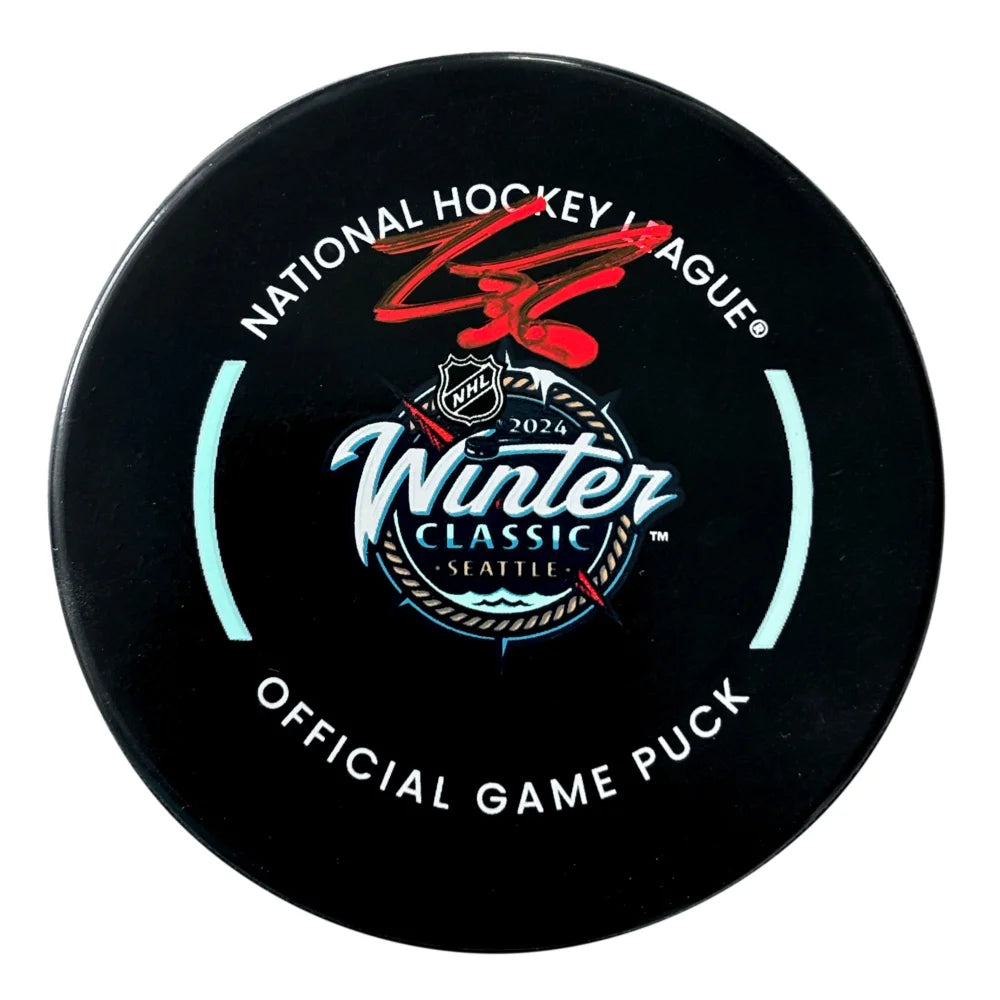 Logan Thompson Autographed 2024 NHL Winter Classic Official Game Puck - Vegas Golden Knights vs Seattle Kraken - Collectible Hockey Memorabilia for Fans & Sports Enthusiasts