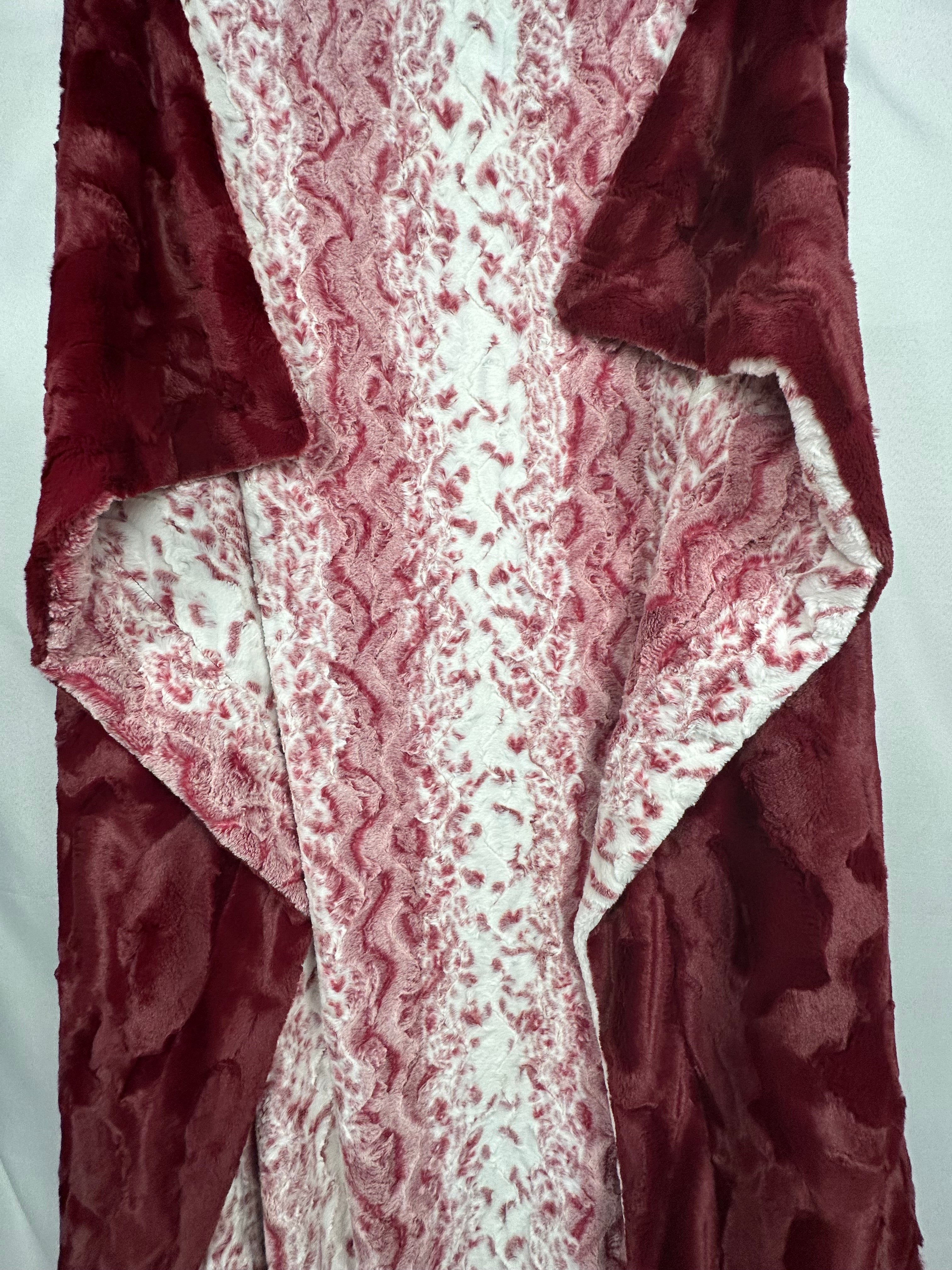 Merlot Snow Owl & Merlot Hide X-Wide Double Minky Adult Blanket 61x80 - Ultra Soft Luxury Throw for Bed, Couch & Winter Warmth