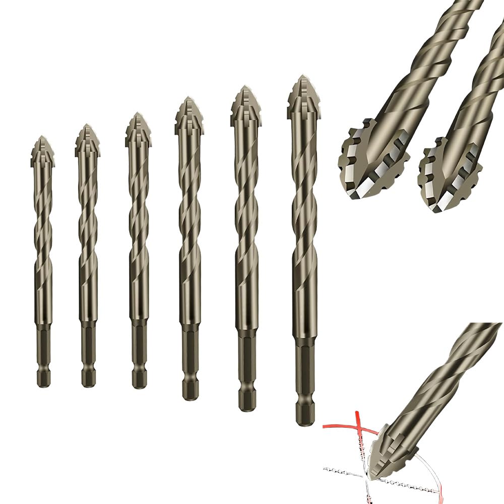New 4-Flute Sawtooth Eccentric Drill Bit Set for Wood & Metal (4/5/6/8/10/12mm) - High Efficiency Multi-Flute Serrated Drill & Tap Kit for DIY, Carpentry, and Metalworking Projects