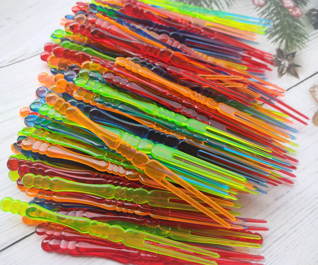 400-Pack Multicolor Disposable Plastic Cocktail Picks & Mini Forks - Fruit Skewers, Cake Decorating, Appetizer Plates, Party Supplies - Perfect for Cocktail Parties, Weddings, BBQs & Dessert Buffets