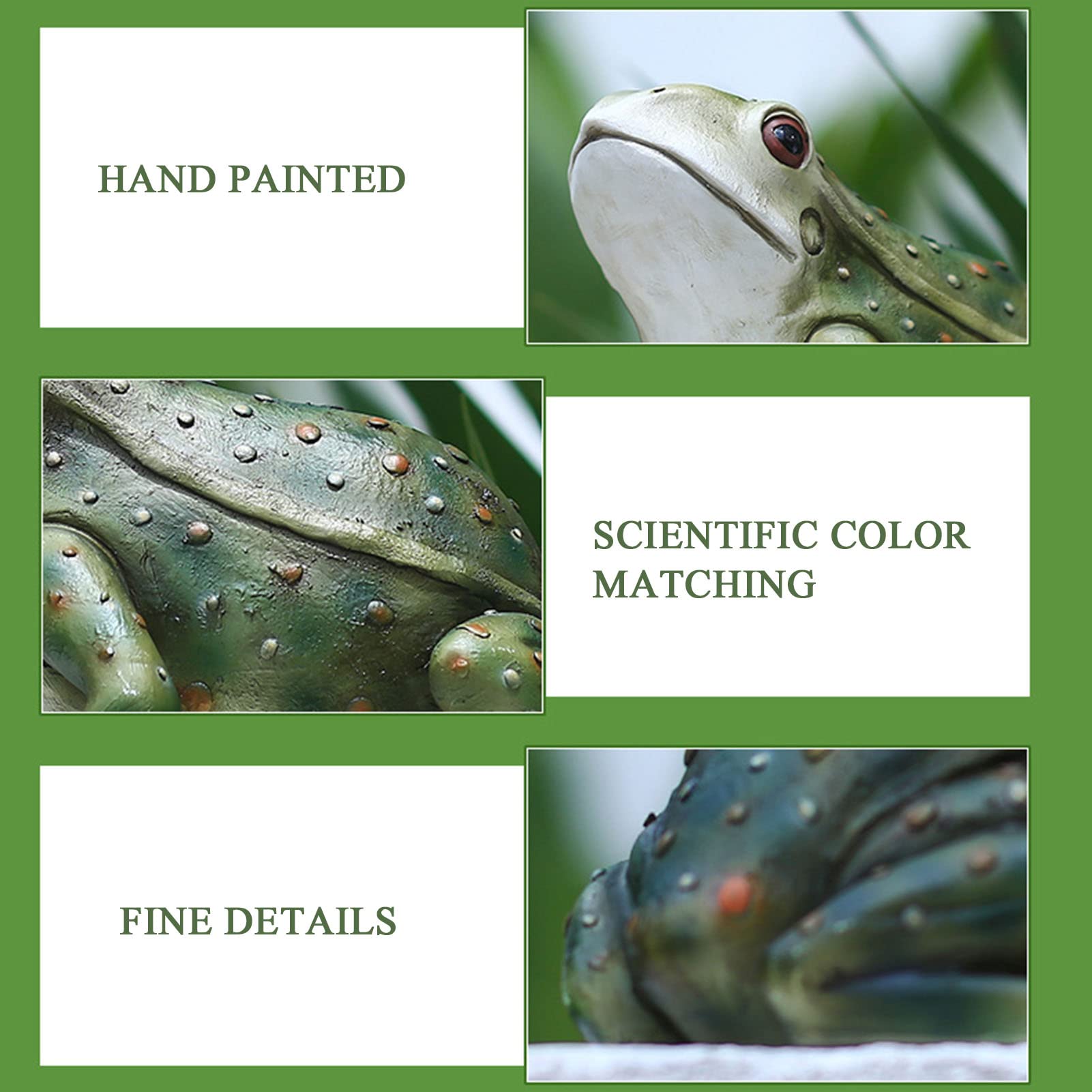 Hand-Painted Resin Frog Garden Statue - Frost-Resistant Outdoor Lawn Ornament, Patio Decor & Unique Gift for Nature Lovers | Perfect for Gardens, Yards, and Indoor Home Décor