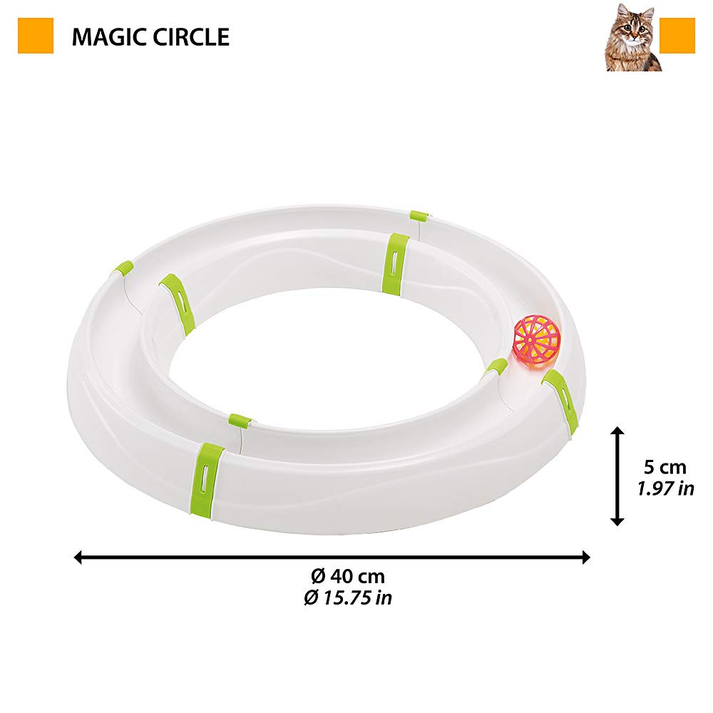 Ferplast Interactive Cat Toy Magic Circle with Colored Ball - Modular Teaser Circuit for Cats (40 x 5 cm) - Fun Exercise & Mental Stimulation for Indoor Kittens