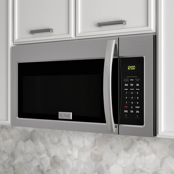 ZLINE Over the Range Convection Microwave Oven - 1.6 cu.ft Stainless Steel with Modern Handle & Sensor Cooking - Perfect for Kitchen Remodeling & Small Space Cooking