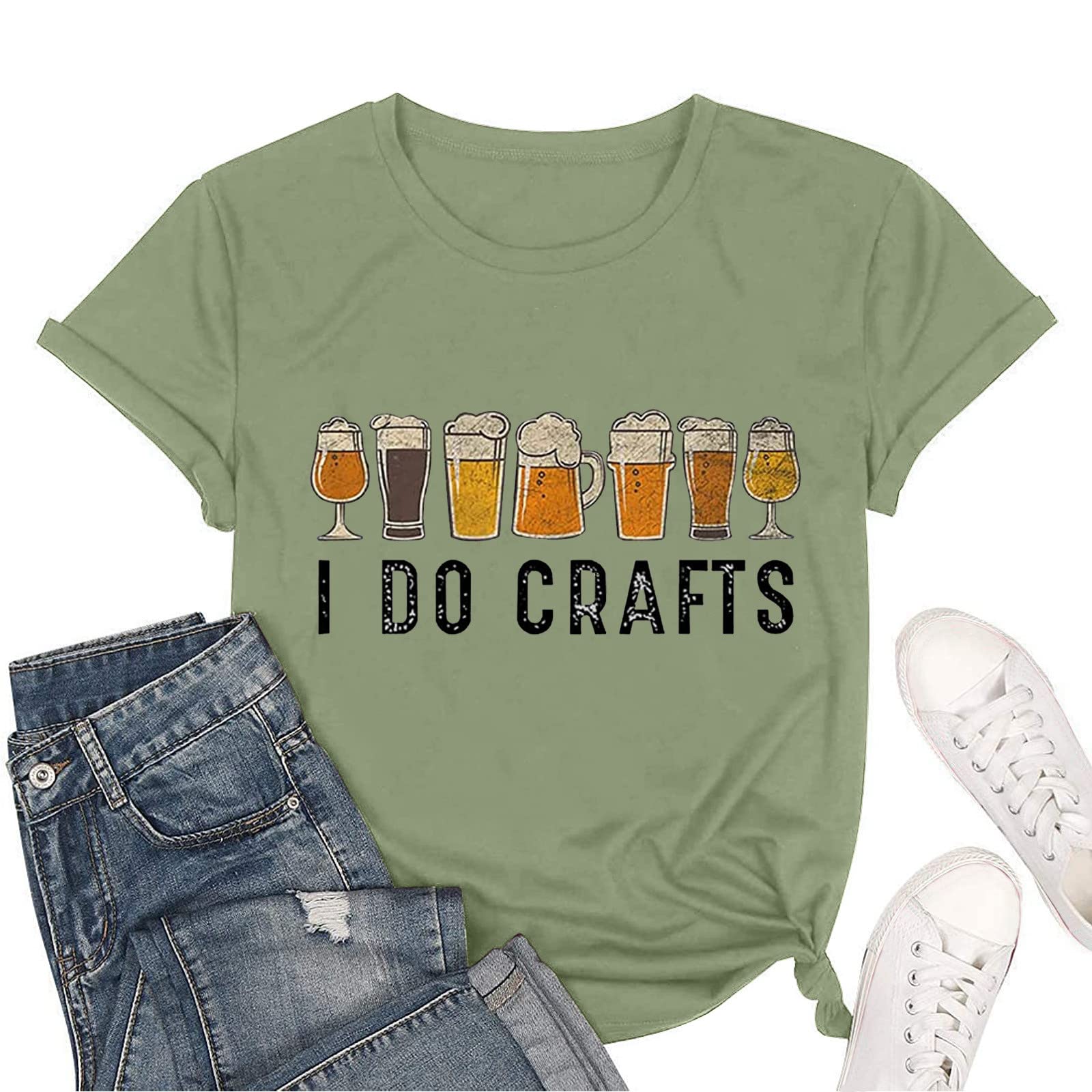 Funny Cute Printed T-Shirts for Women - Short Sleeve Crewneck Summer Graphic Tee - Loose Casual Fit - Perfect for Beach Outings, Weekend Wear & Gift Giving