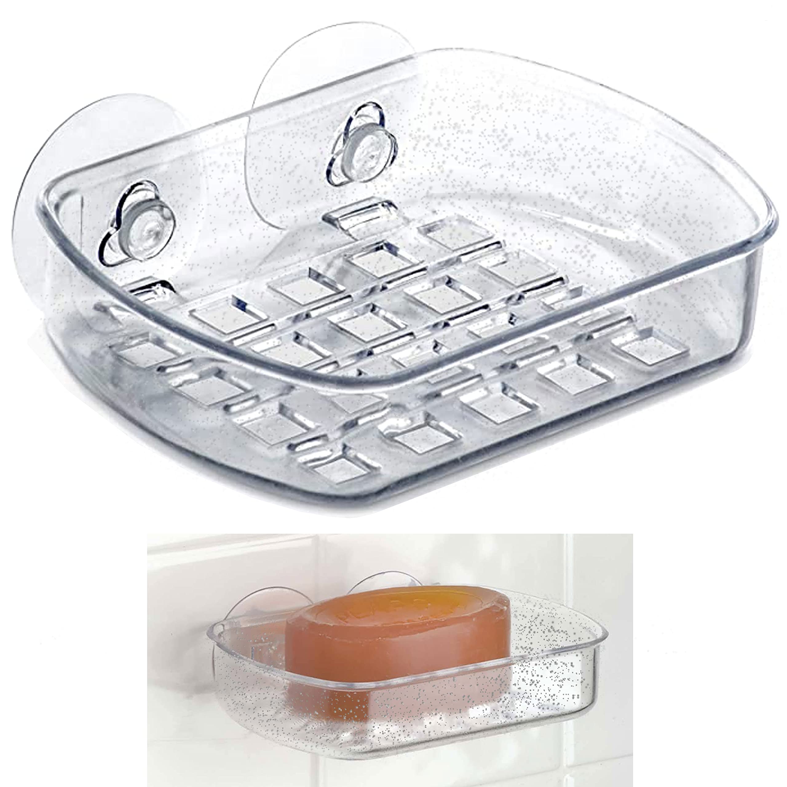 Wall-Mounted Soap Dish with Drain - Bathroom & Kitchen Organizer for Sponges & Cups