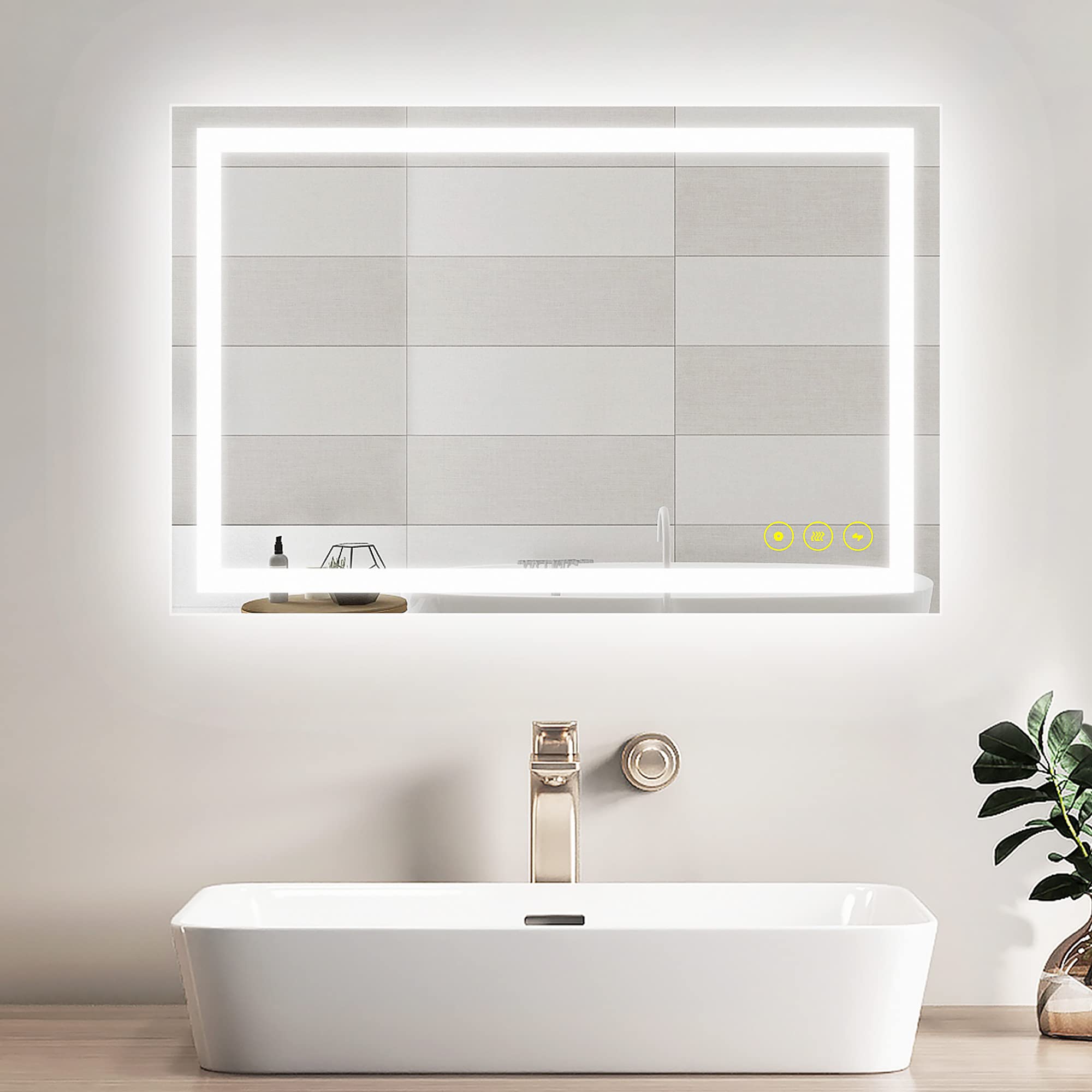 OKISS 20x28 Inch Dimmable LED Bathroom Mirror with Anti-Fog - Large Horizontal/Vertical Vanity Makeup Mirror with Lights for Bathroom, Hotel, Office & Bar - Perfect for Grooming, Makeup Application and Home Decor