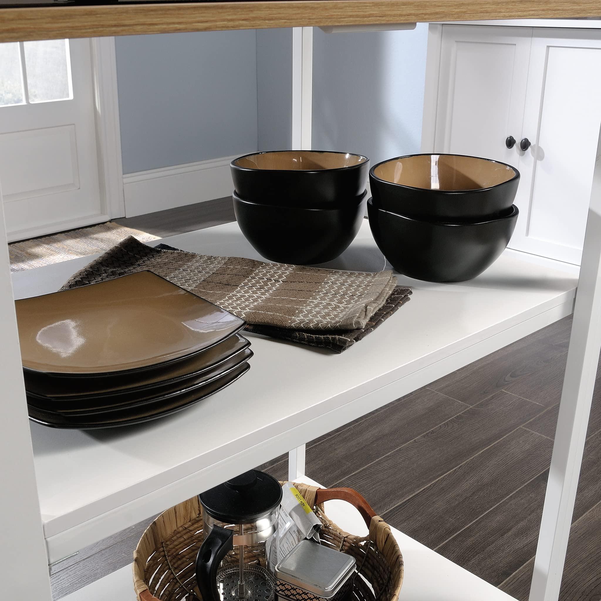 Sauder White Kitchen Island with Storage, 31.5