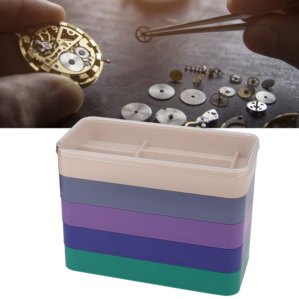 5-Layer Watch Parts Storage Box for Movement Components, Screws & Hardware - Durable Watchmaker Tool Organizer for Jewelry Repair and DIY Watchmaking Projects