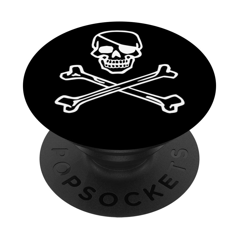Classic Retro Jolly Roger Skull & Crossbones White on Black PopSockets Phone Grip & Stand - Perfect for Phones, Tablets, Gaming & Everyday Use