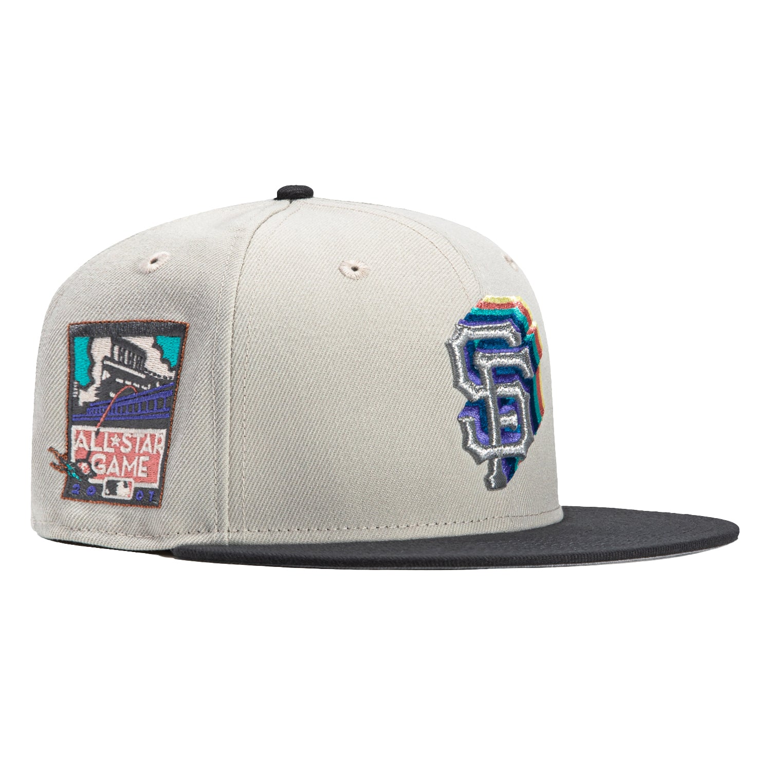 New Era 59Fifty San Francisco Giants 2007 All Star Game Patch Adjustable Baseball Cap - Stone & Graphite Color for Men's Sports & Casual Wear