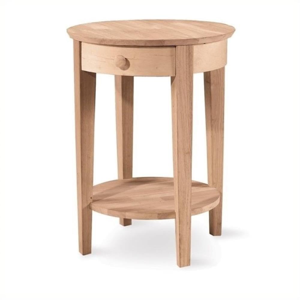 Pemberly Row Unfinished Wood Accent Table with Drawer - Perfect for Living Room, Bedroom, or Entryway Decor