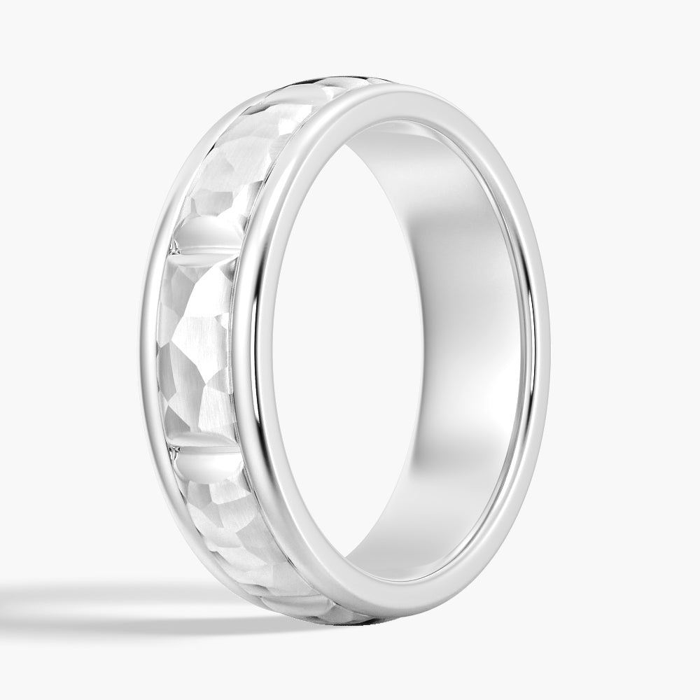 7mm Two Tone Hammered Men's Wedding Band - Comfort Fit Tungsten Carbide Ring for Grooms, Anniversary & Promise - Perfect for Everyday Wear & Special Occasions