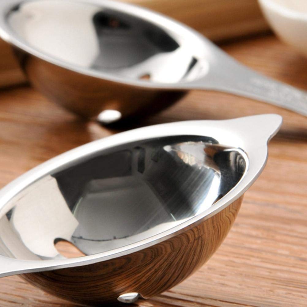 Premium Stainless Steel Egg Yolk Separator - 5.1 x 3.0 Inch Food Grade Egg White Divider, Strainer Spoon & Sieve Tool for Baking, Cooking & Kitchen Use - Perfect for Cakes, Meringues & Healthy Recipes (Silver)