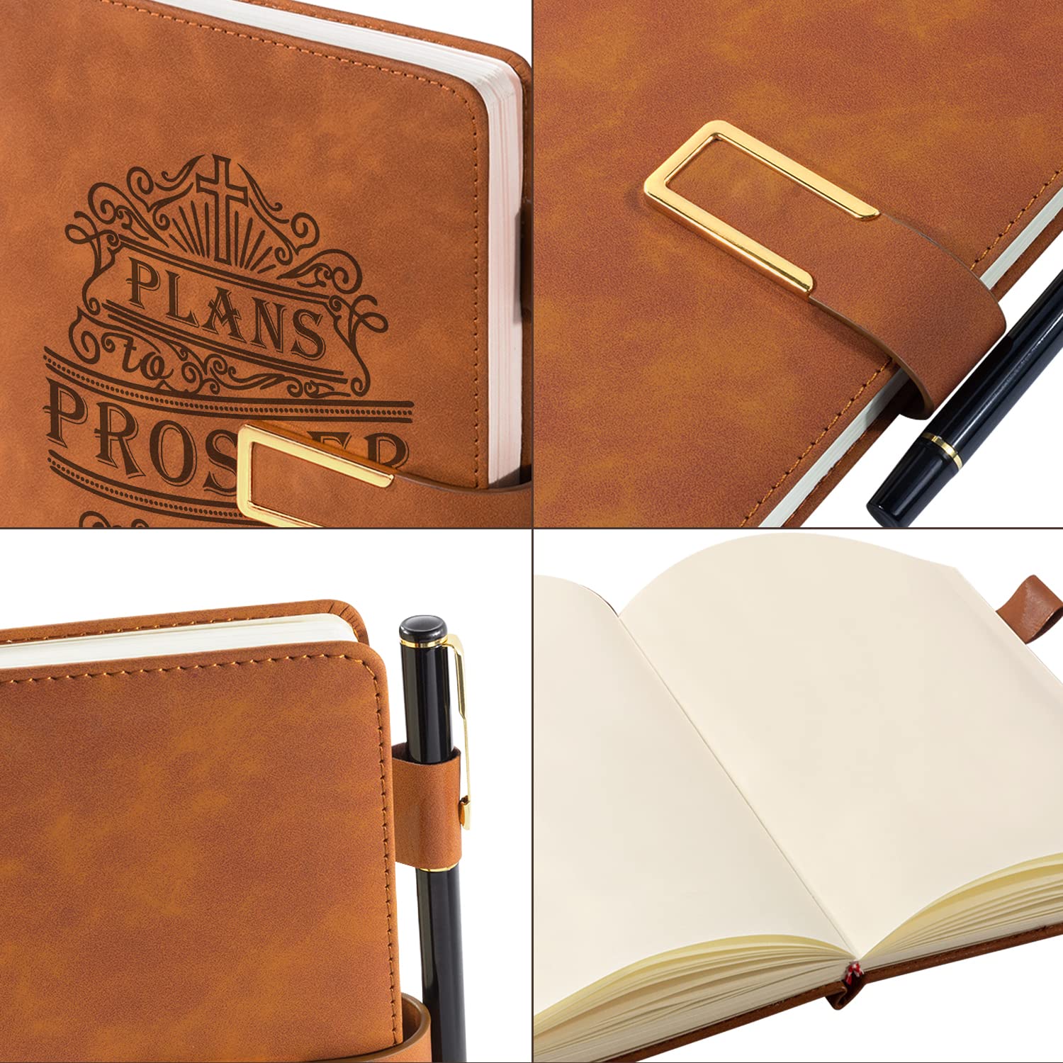 Custom Engraved Leather Journal Cover with Bible Verse - Personalized Christian Gift for Men & Women, A5 Notebook with Pen, Religious Gift Set for Bible Study, Prayer & Daily Devotion