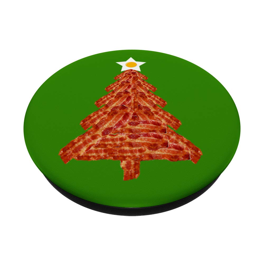 Bacon & Christmas Tree Shaped Fried Egg PopSockets - Phone Grip & Stand for iPhone, Samsung & Tablets | Holiday Gift, Party Decor, Kitchen Accessory