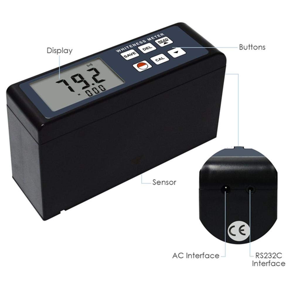 Digital Whiteness Meter Tester 0-120° Measurement for Paint, Paper, Powder, Salt & Flour | Portable Handheld Device with Aluminum Case | Perfect for Quality Control in Manufacturing, Food Processing & Laboratory Testing