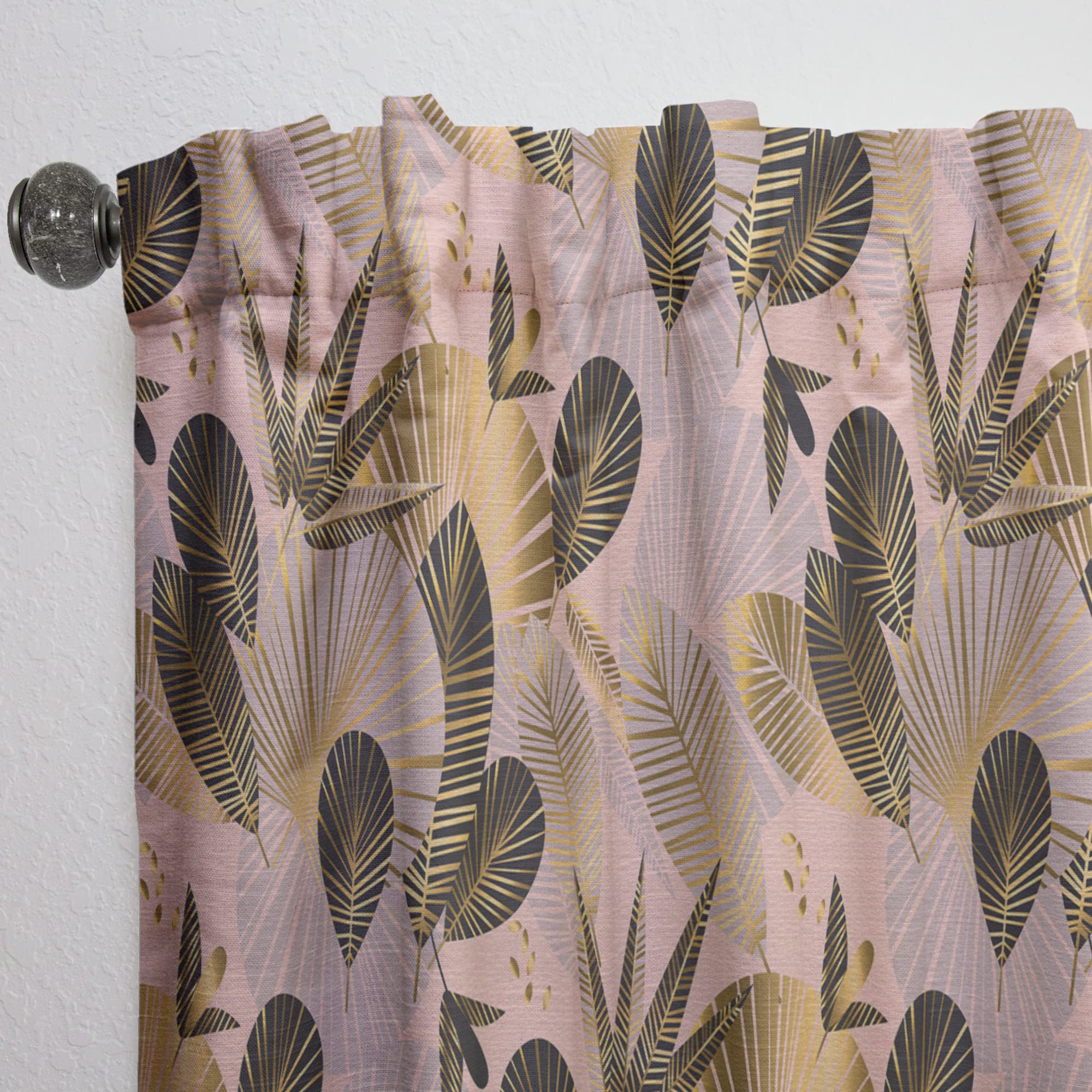 DesignQ 'Golden Foliage III' Thermal Insulated Curtains - 52x108 Inch Single Panel for Bedroom & Living Room - Energy Saving Window Treatment for Home Decor