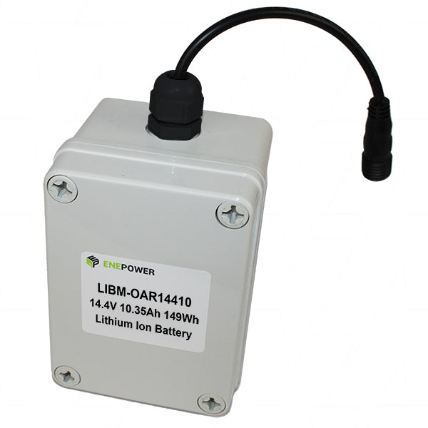 14.4V 10.35Ah 149.04Wh Lithium-Ion Rechargeable Battery - IP67 Waterproof Case & DC Connector - Perfect for Outdoor Power Tools, Camping Gear, and Marine Equipment