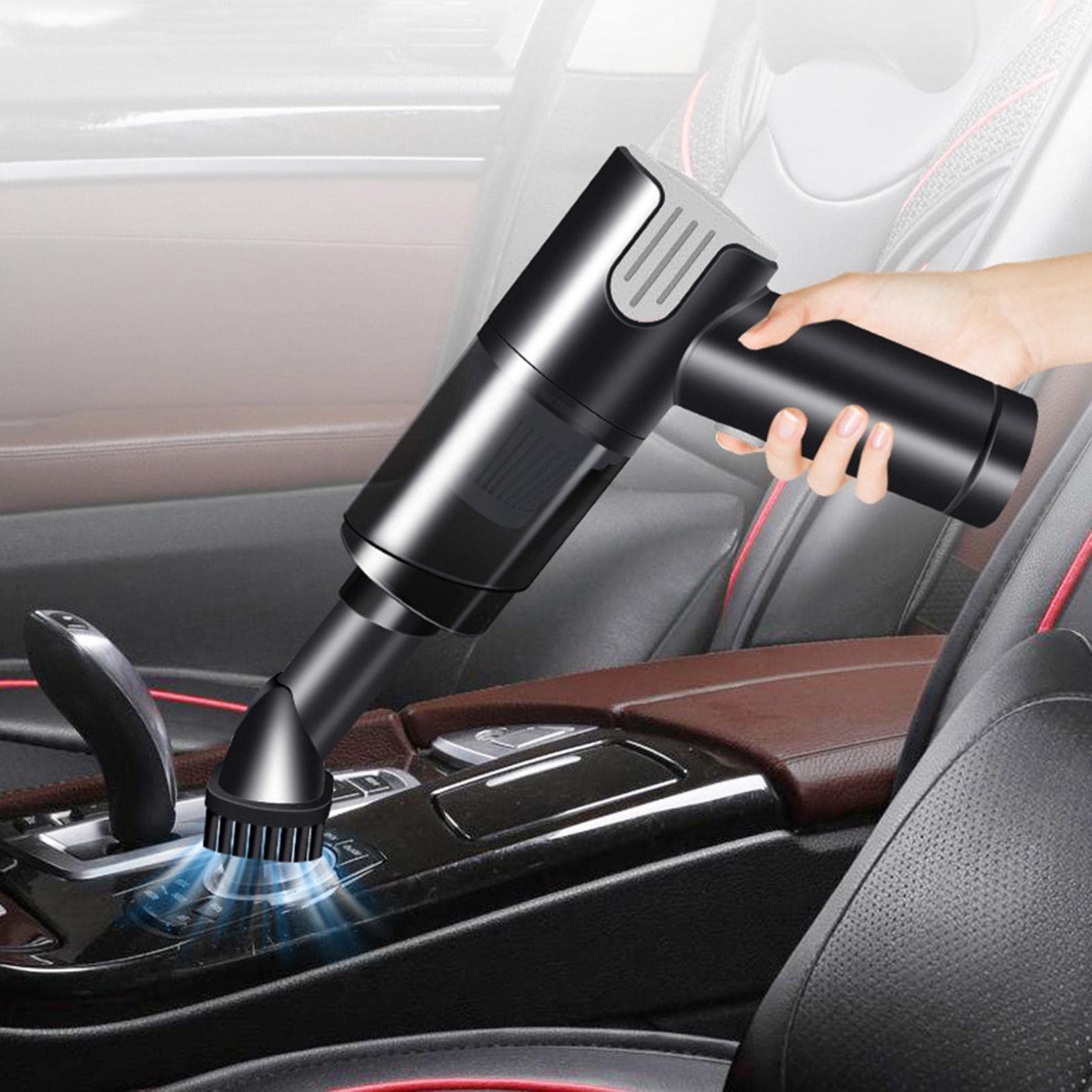 Portable Cordless Car Handheld Vacuum Cleaner - Dry/Wet Dual Use for Home & Auto - Compact Powerful Suction - Perfect for Car Seats, Pet Hair & Small Spills (Silver)