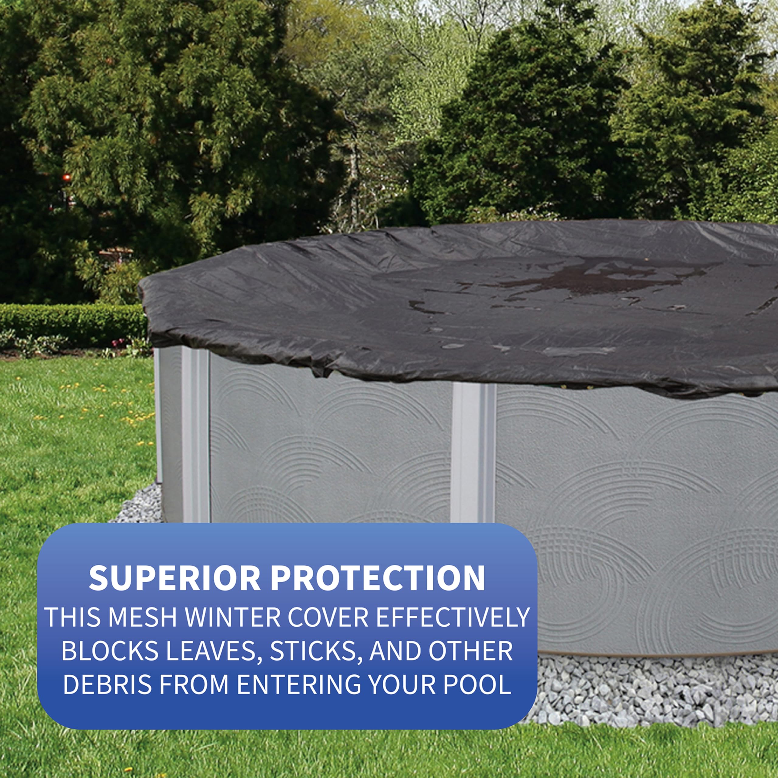 Blue Wave Oval 18-ft x 34-ft Heavy Duty Mesh Winter Pool Cover for Above Ground Pools | Durable Protection Against Snow, Leaves & Debris | Perfect for Winter Storage & Seasonal Pool Maintenance