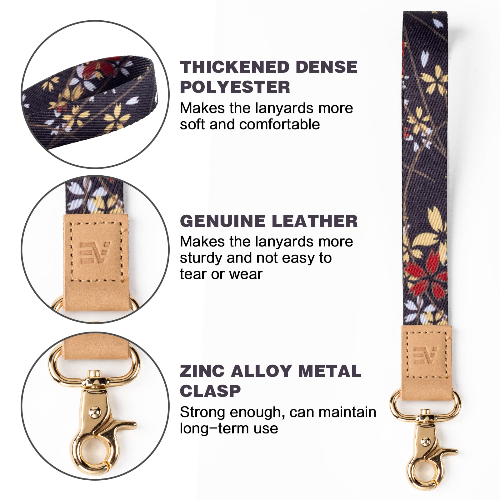 EcoVision 2-Pack Keychain Lanyards for Keys & Wristlet - Women's Key Holder with 4 Keyrings - Perfect for Work & Travel