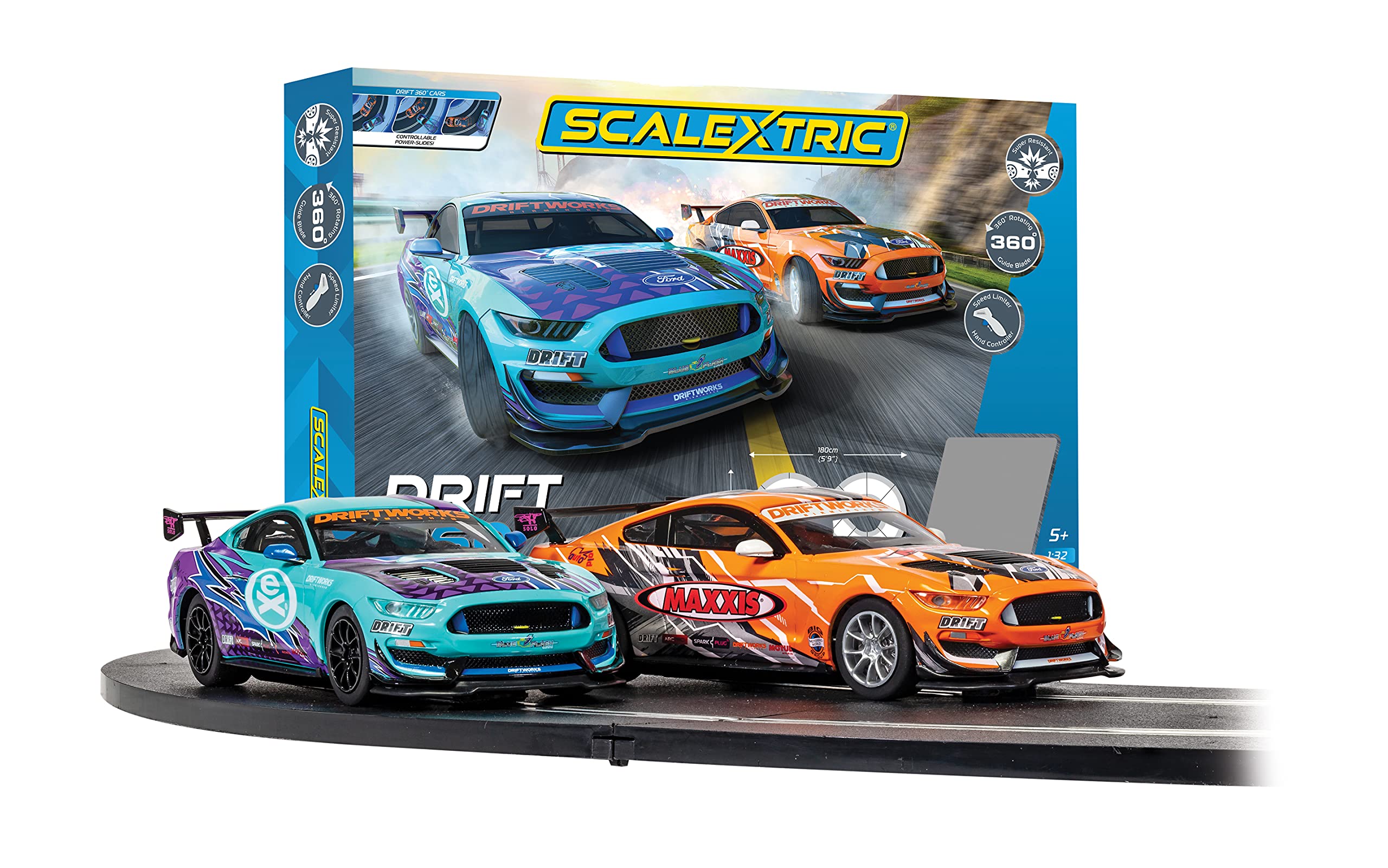 Scalextric C1421M Drift 360 Race Set - 1:32 Scale Electric Slot Car Track with Mains Power, Racing Toys for Adults & Kids (Ages 8+), Perfect for Birthday Gifts, Family Game Nights & Competitive Racing Fun