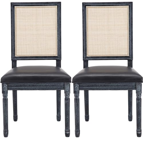 Rectangle Rattan Back, Black Frame