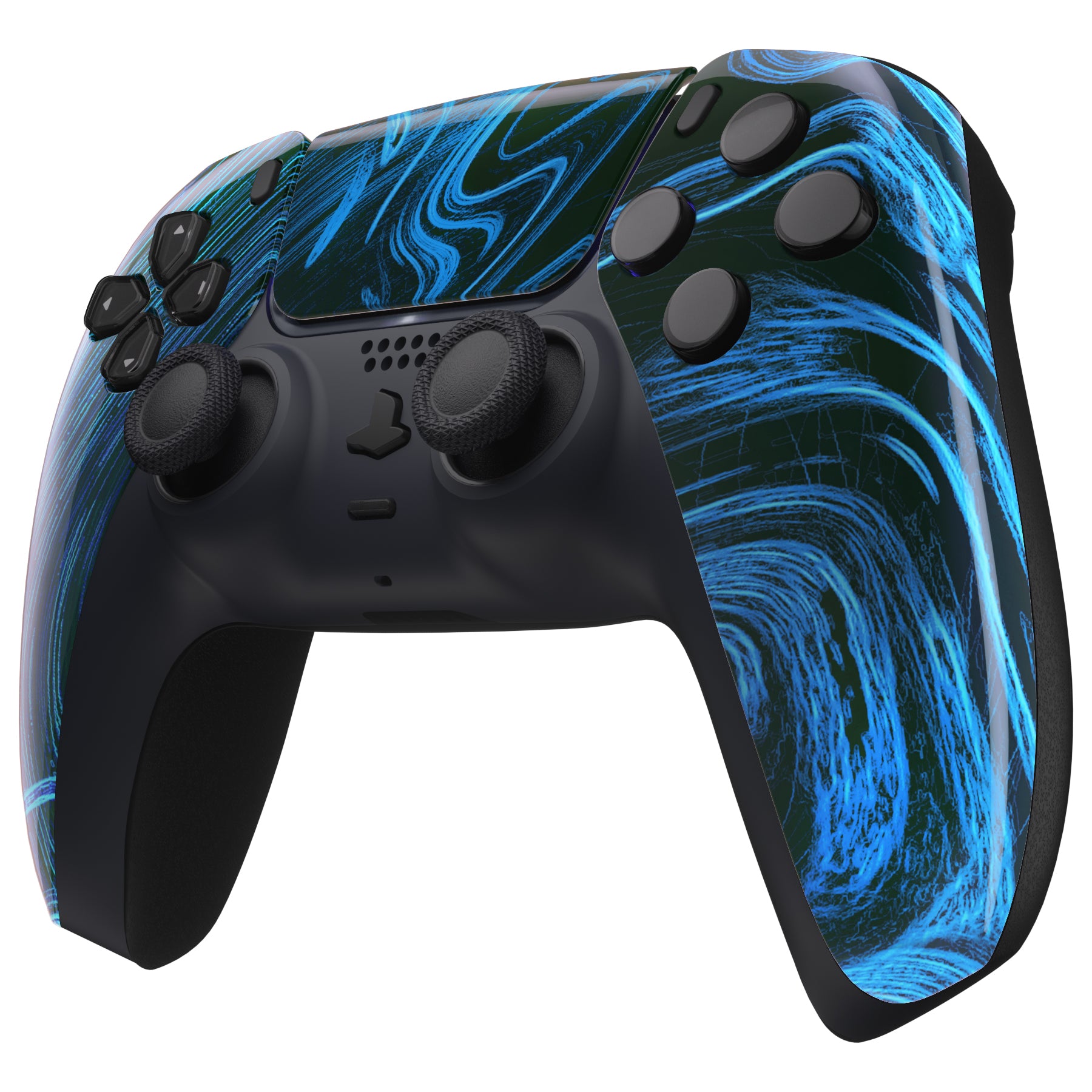 eXtremeRate Blue Swirl Replacement Front Housing Shell with Touchpad for PS5 Controller BDM-010/020/030/040/050 - Customize Your PS5 Controller for Gaming & Streaming