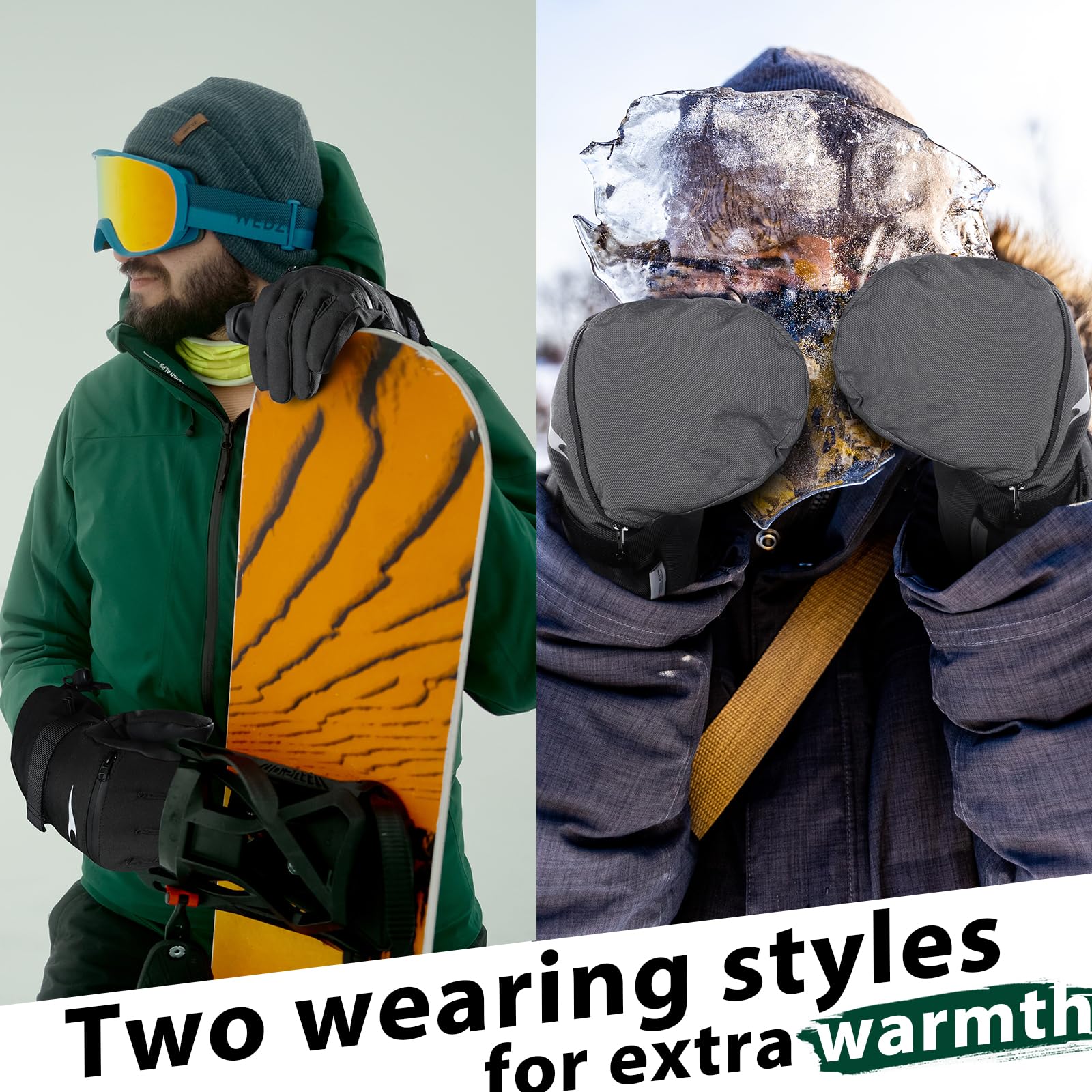 Achiou Waterproof Touchscreen Ski Gloves for Men & Women - Winter Cold Weather Snow Mittens for Skiing, Snowboarding & Outdoor Activities