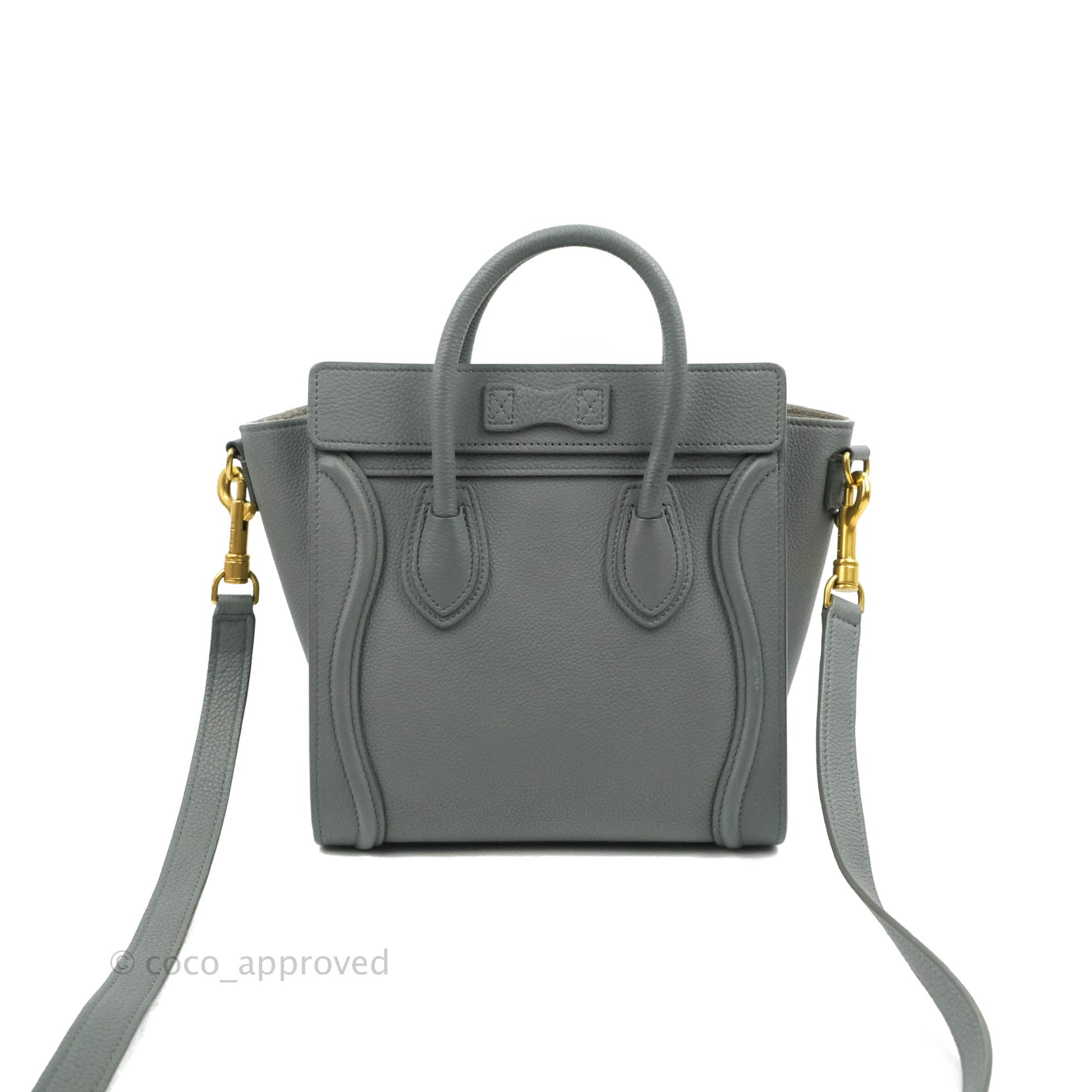 Celine Nano Luggage Bag in Grey Drummed Calfskin Leather - Stylish Crossbody Purse for Women, Perfect for Work, Travel & Everyday Use