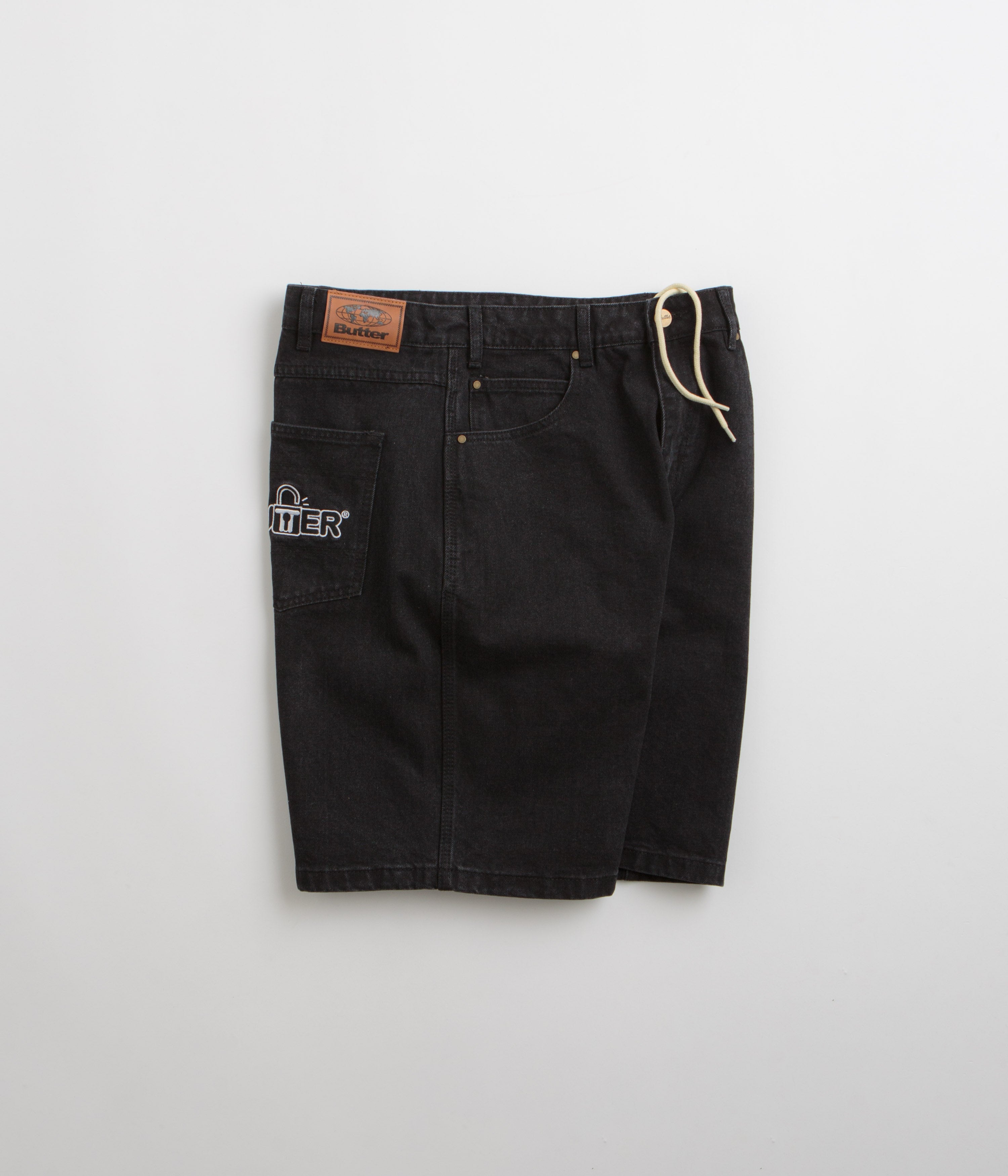 Butter Goods Lock Denim Shorts for Men - Flat Black Washed Denim Shorts | Casual Streetwear, Summer Fashion, Outdoor Activities