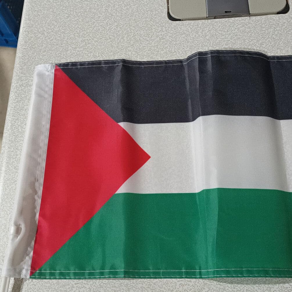 2 Pack Palestine Car Flags with Pole - Palestinian Vehicle Banner for Windows, Bumpers & Parades - Show Support with Durable Car Accessories for Cars, Trucks & SUVs