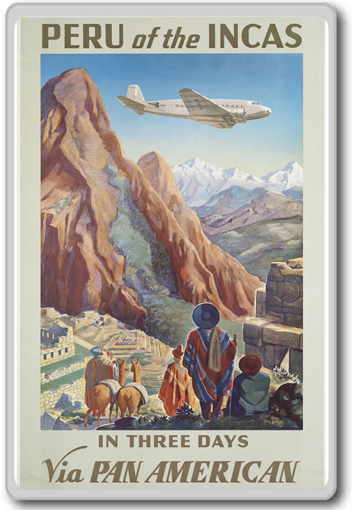 Vintage Peru Incas Pan Am South America Travel Fridge Magnet - Collectible Souvenir for Fridge, Office & Travel Memorabilia Display