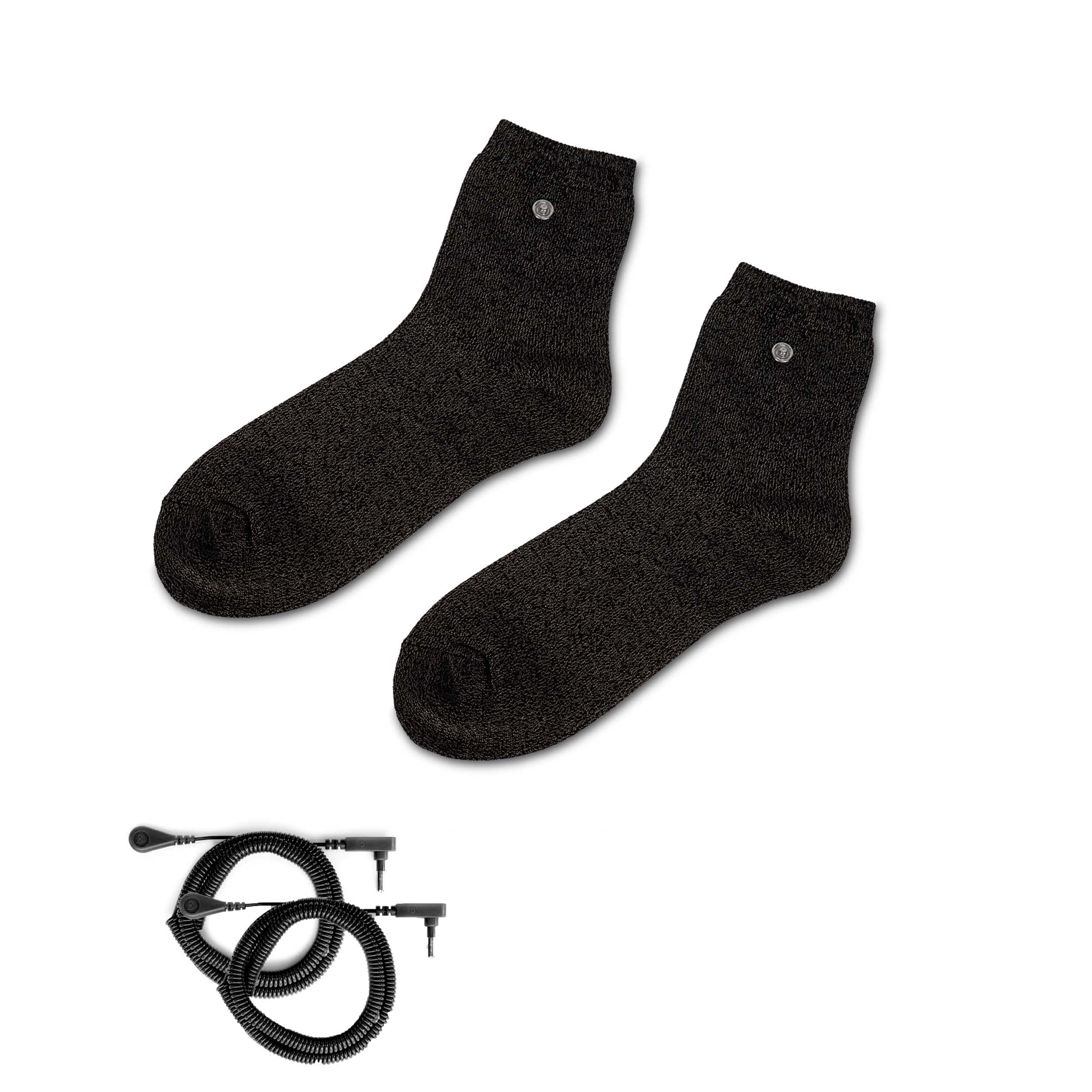 OKOHEY Grounding Socks with 30% Pure Silver Fiber - Conductive Earthing Quarter Socks for Men & Women - Improve Sleep & Reduce Stress - Perfect for Yoga, Meditation & Home Relaxation