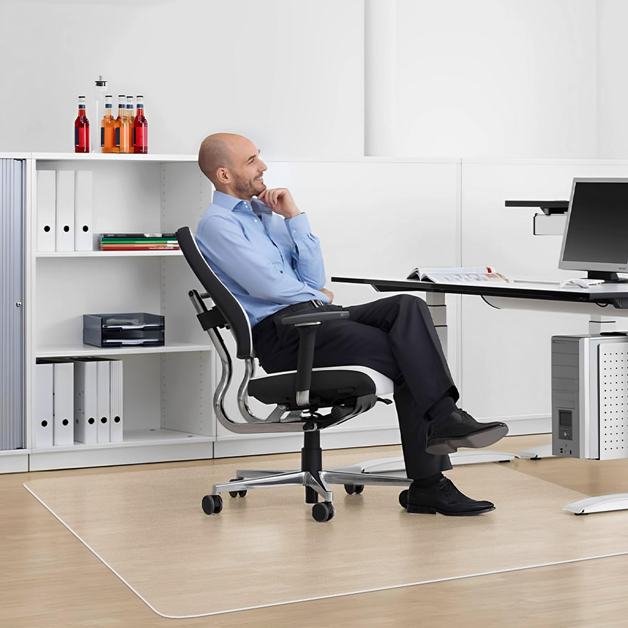 44” x 58” Clear Office Chair Mat for Hardwood Floors - Large Floor Protector with Easy Rolling & Cleaning - Perfect for Home Office, Study Room & Workspace (Rectangle)