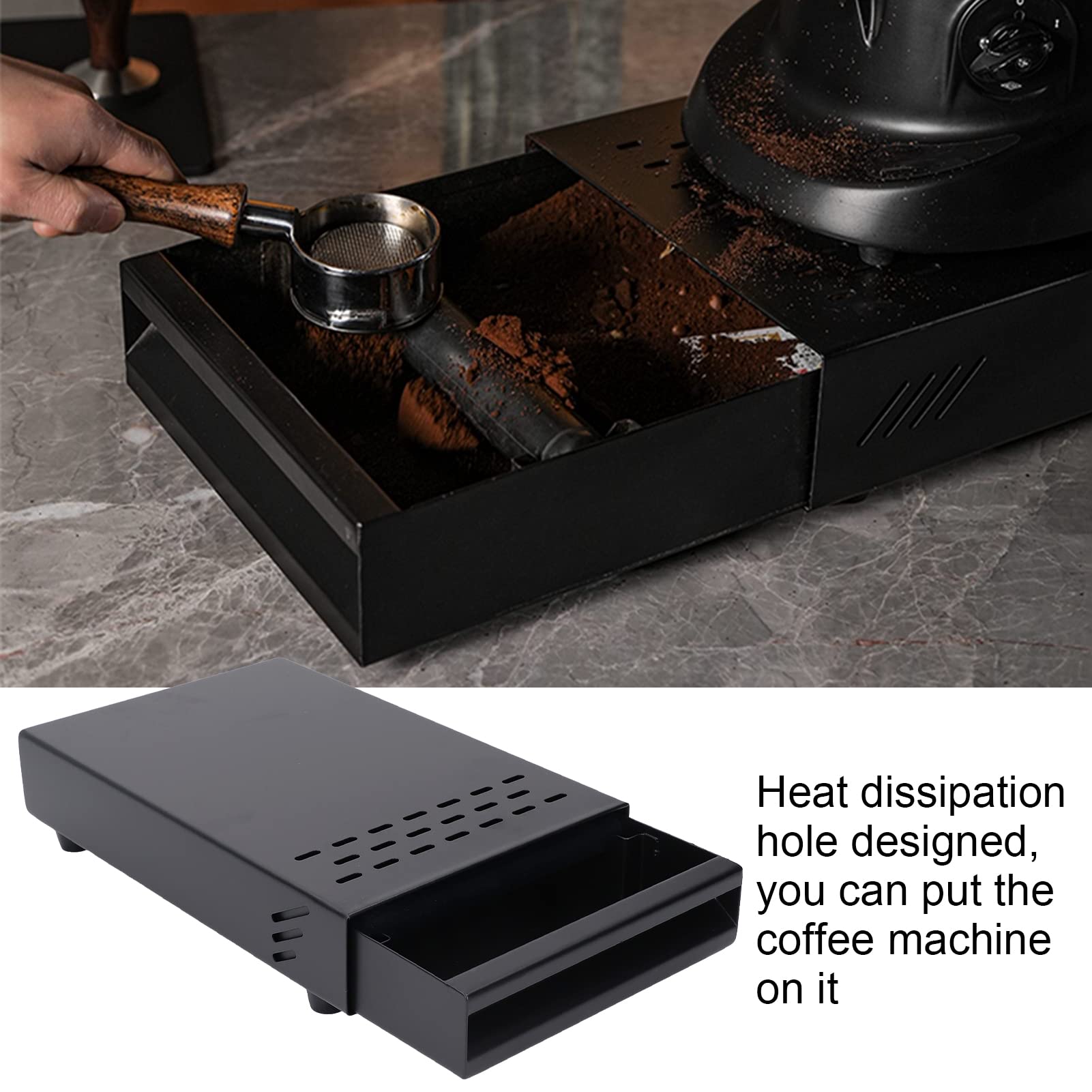 CHICIRIS Stainless Steel Coffee Knock Box - Thickened Drawer Design for Coffee Grounds & Residue - Durable Barista Accessories for Home & Kitchen Use - Perfect for Espresso Machines, French Press, and Drip Coffee Makers (Black)