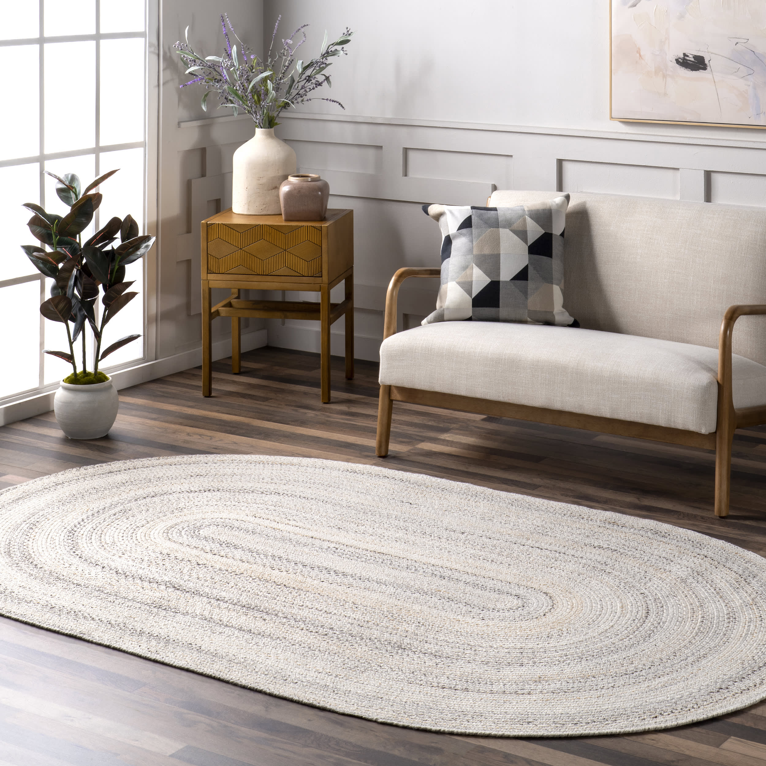 Farah Braided Ombre Area Rug - Soft Bohemian Jute Rug for Living Room, Bedroom, Nursery | Beige & Cream Home Decor | Perfect for Boho, Farmhouse & Coastal Style Homes