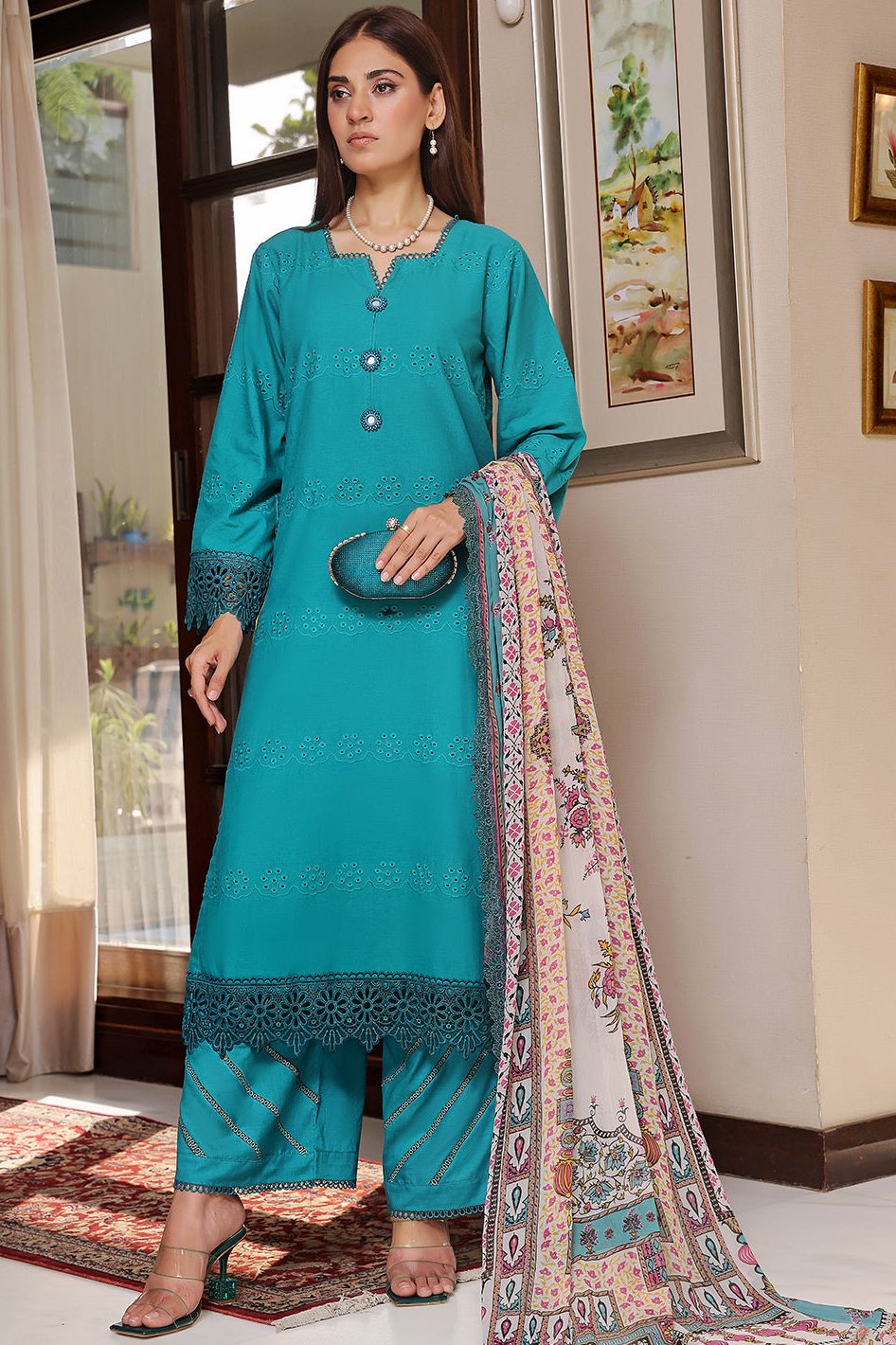Elegant Chikenkari Zinc Stitched Suit - Traditional Indian Embroidered Party Wear for Women | Perfect for Weddings, Festivals & Special Occasions