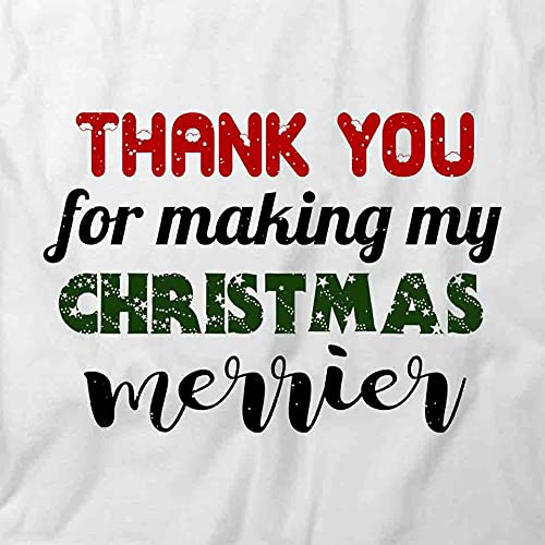 Thank You for Making Christmas Merrier Graphic T-Shirt | Printed Holiday Tee for Men & Women | White Cotton Christmas Apparel | Perfect for Holiday Parties & Family Gatherings