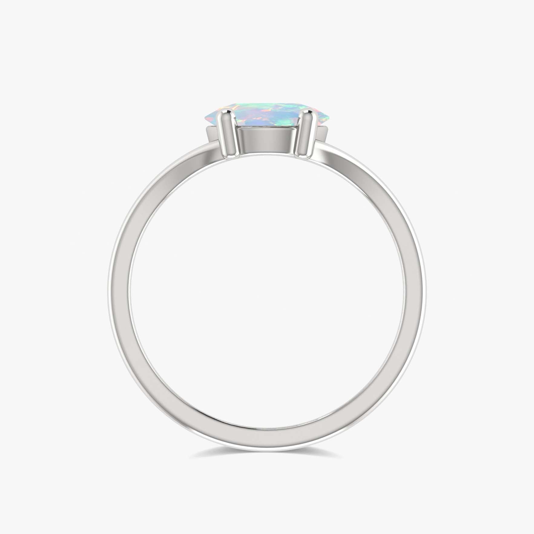 Elegant Round Faceted White Opal Stone Statement Ring for Women | Vintage Boho Jewelry for Parties, Weddings & Special Occasions
