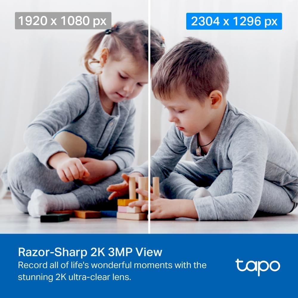 Tapo C210 2 Pack Pan/Tilt Indoor Security Camera - 2K 3MP WiFi Pet & Baby Monitor with AI Detection, 360° View, Night Vision, No Monthly Fee - Works with Alexa & Google Assistant for Home, Nursery & Pet Safety