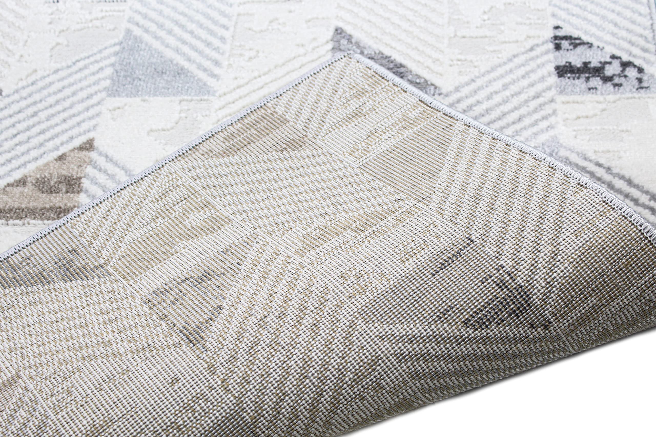 Bashian Collection Luxury Power Loom Area Rug - 7.6’ x 9.6’ Polypropylene & Polyester Runner Rug for Entryway, Living Room, Bedroom - Ivory/Grey Home Decor - Perfect for Modern Interior Design & Cozy Spaces