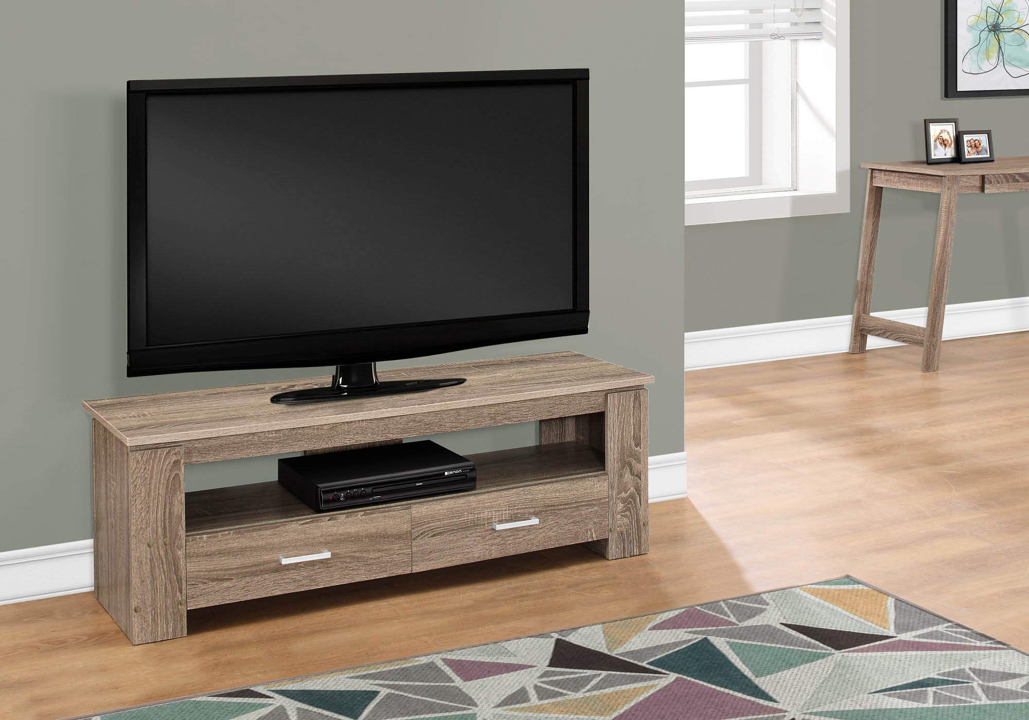 Offex Modern 48-Inch TV Stand with 2 Storage Drawers in Dark Taupe - Perfect for Living Room, Bedroom & Home Theater Setup